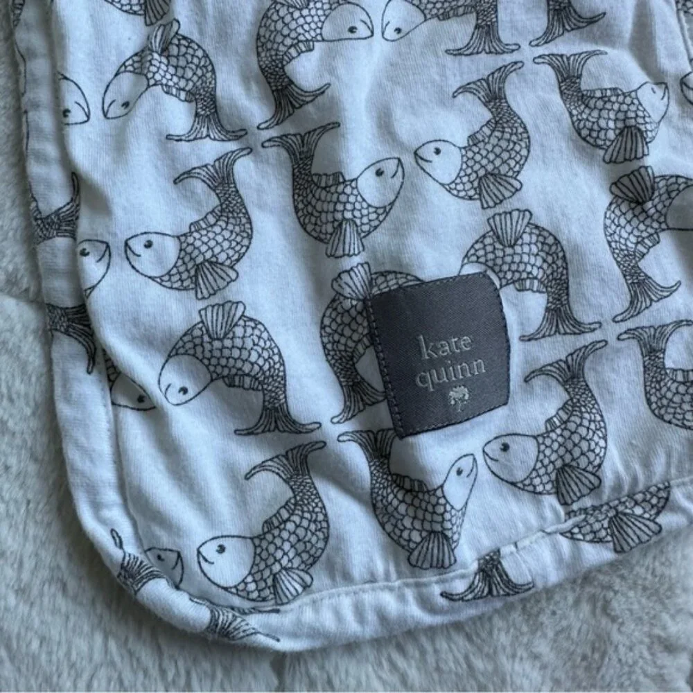 Kate Quinn | Black and White Koi Print Burp Cloth | One Size